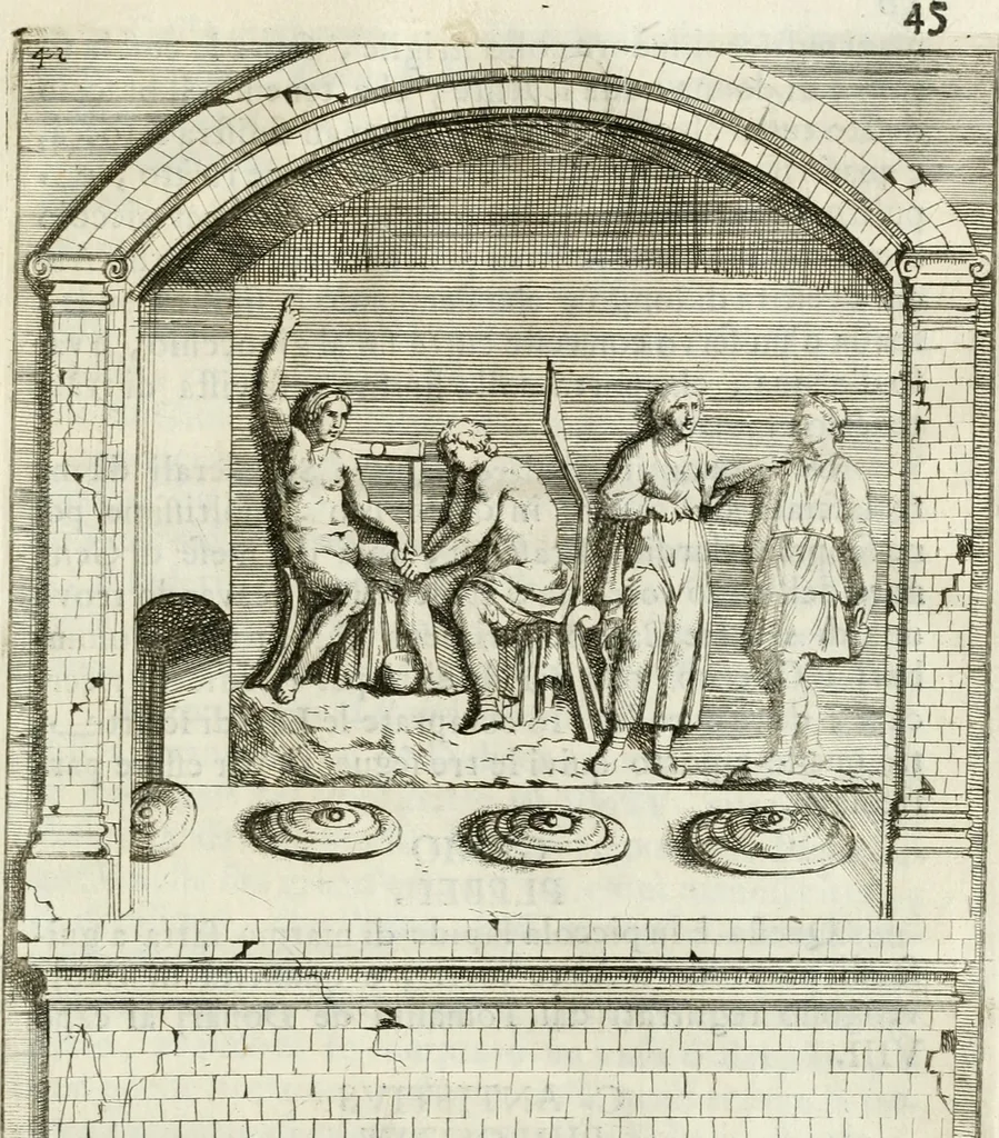 An illustration from La bolla d'oro de' fanciulli nobili romani e quella de' libertini : ed altre singolarità spettanti a' mausolei nuovamente scopertisi : brevemente spiegate, e divise in II. parti, 1732, leaf 58