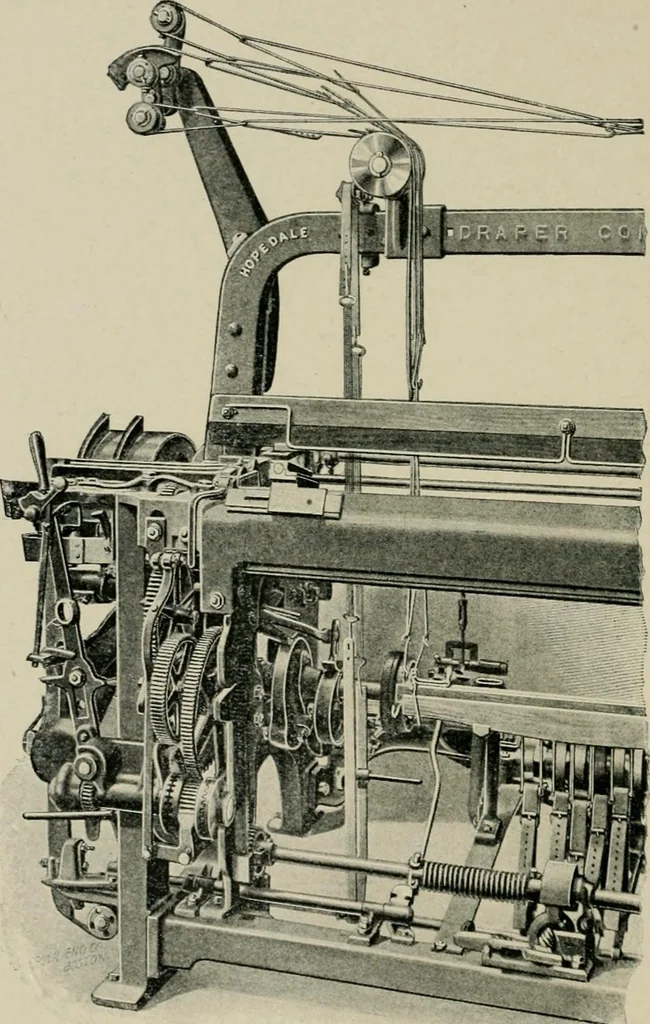 An illustration from Labor-saving looms : a brief treatise on plain weaving and the recent improvements in that line, with special reference to the Northrop looms manufactured by Draper Company, Hopedale, Mass., U.S.A, 1905, leaf 101