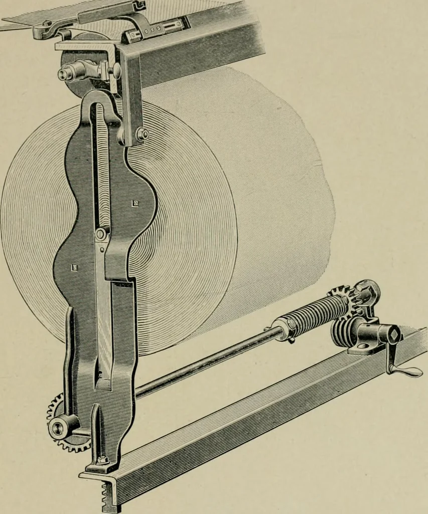 An illustration from Labor-saving looms : a brief treatise on plain weaving and the recent improvements in that line, with special reference to the Northrop looms manufactured by Draper Company, Hopedale, Mass., U.S.A, 1905, leaf 108