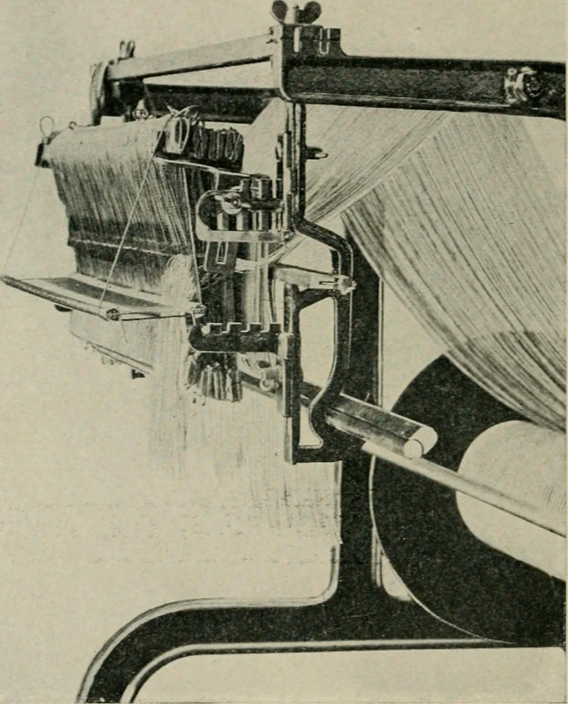 An illustration from Labor-saving looms : a brief treatise on plain weaving and the recent improvements in that line, with special reference to the Northrop looms manufactured by Draper Company, Hopedale, Mass., U.S.A, 1905, leaf 115