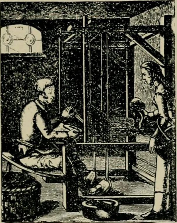 An illustration from Labor-saving looms : a brief treatise on plain weaving and the recent improvements in that line, with special reference to the Northrop looms manufactured by Draper Company, Hopedale, Mass., U.S.A, 1905, leaf 16
