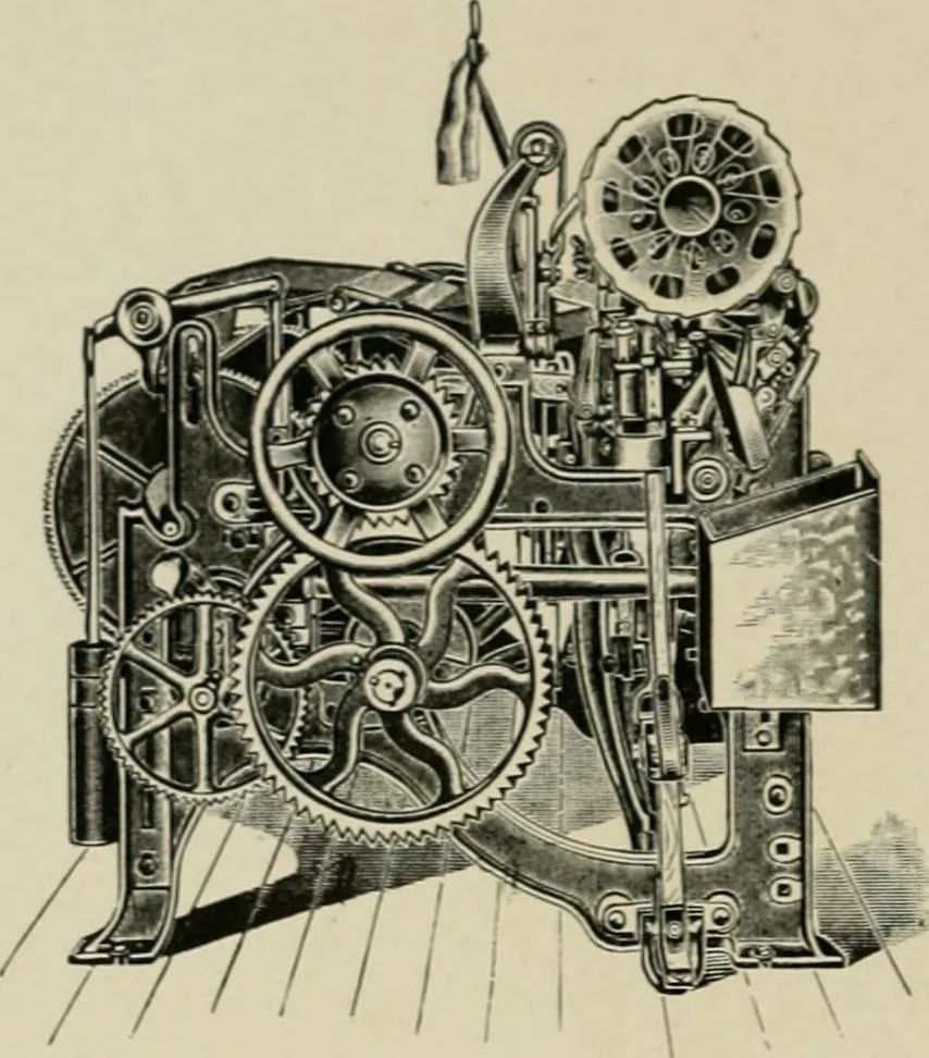 An illustration from Labor-saving looms : a brief treatise on plain weaving and the recent improvements in that line, with special reference to the Northrop looms manufactured by Draper Company, Hopedale, Mass., U.S.A, 1905, leaf 5