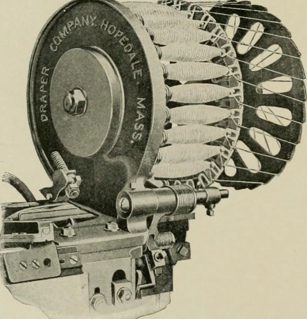 An illustration from Labor-saving looms : a brief treatise on plain weaving and the recent improvements in that line, with special reference to the Northrop looms manufactured by Draper Company, Hopedale, Mass., U.S.A, 1905, leaf 51