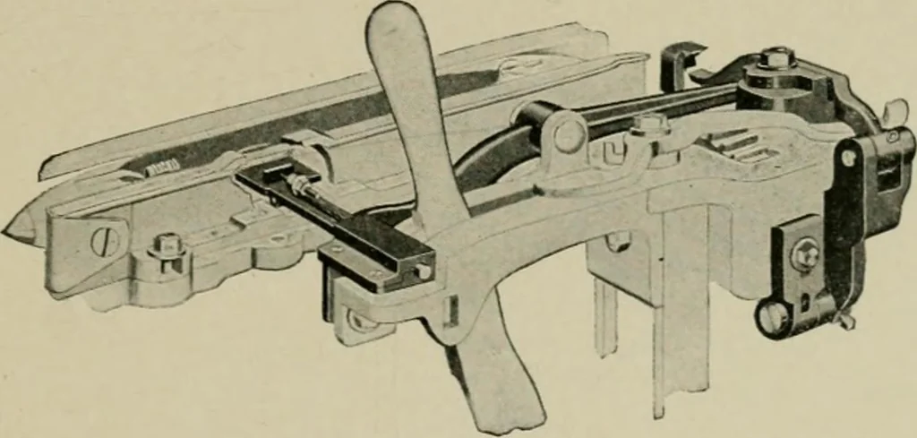 An illustration from Labor-saving looms : a brief treatise on plain weaving and the recent improvements in that line, with special reference to the Northrop looms manufactured by Draper Company, Hopedale, Mass., U.S.A, 1905, leaf 72