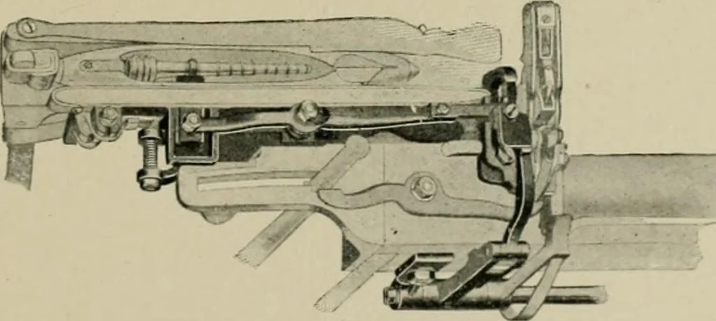 An illustration from Labor-saving looms : a brief treatise on plain weaving and the recent improvements in that line, with special reference to the Northrop looms manufactured by Draper Company, Hopedale, Mass., U.S.A, 1905, leaf 74