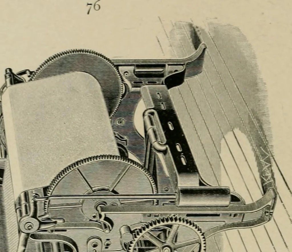 An illustration from Labor-saving looms : a brief treatise on plain weaving and the recent improvements in that line, with special reference to the Northrop looms manufactured by Draper Company, Hopedale, Mass., U.S.A, 1905, leaf 79