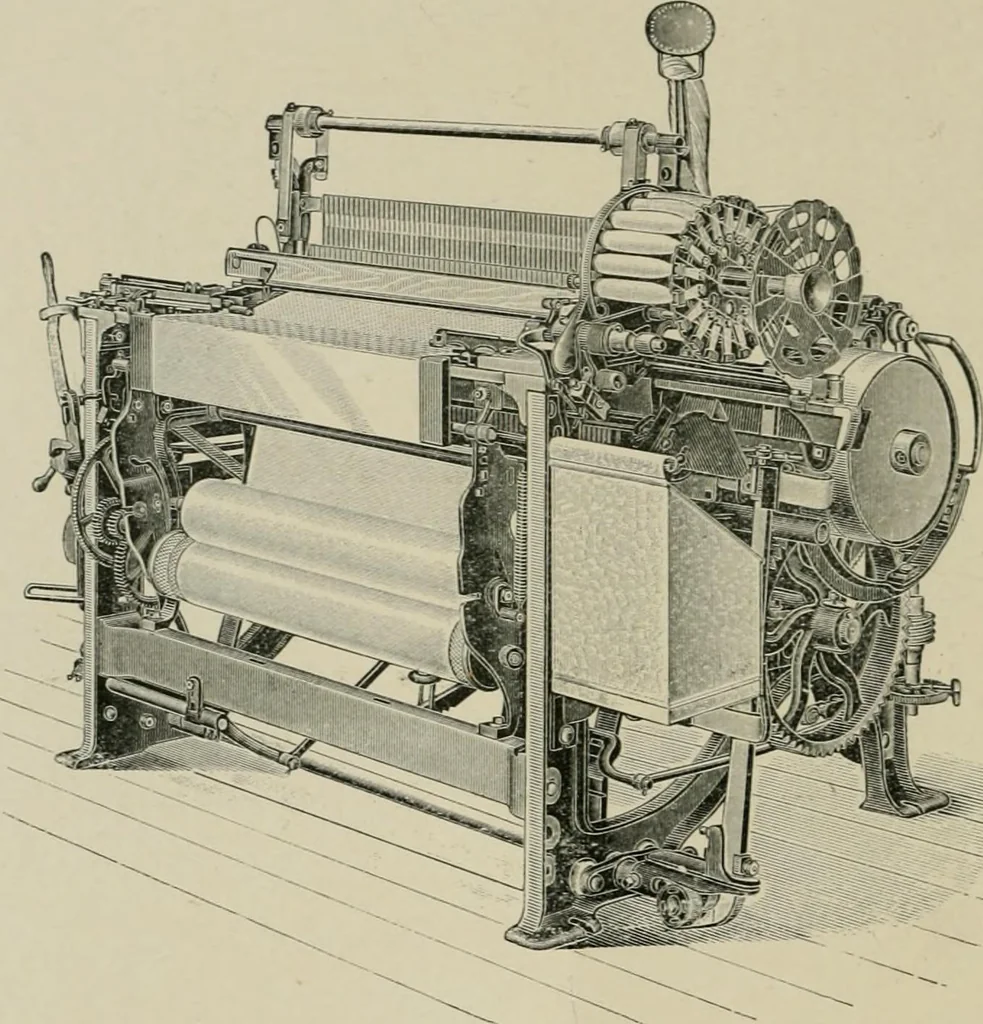 An illustration from Labor-saving looms : a brief treatise on plain weaving and the recent improvements in that line, with special reference to the Northrop looms manufactured by Draper Company, Hopedale, Mass., U.S.A, 1905, leaf 81