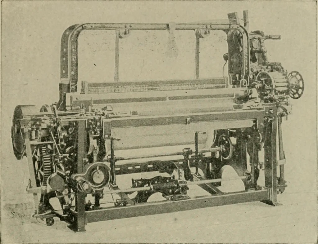 An illustration from Labor-saving looms : a brief treatise on plain weaving and the recent improvements in that line, with special reference to the Northrop looms manufactured by Draper Company, Hopedale, Mass., U.S.A, 1905, leaf 82