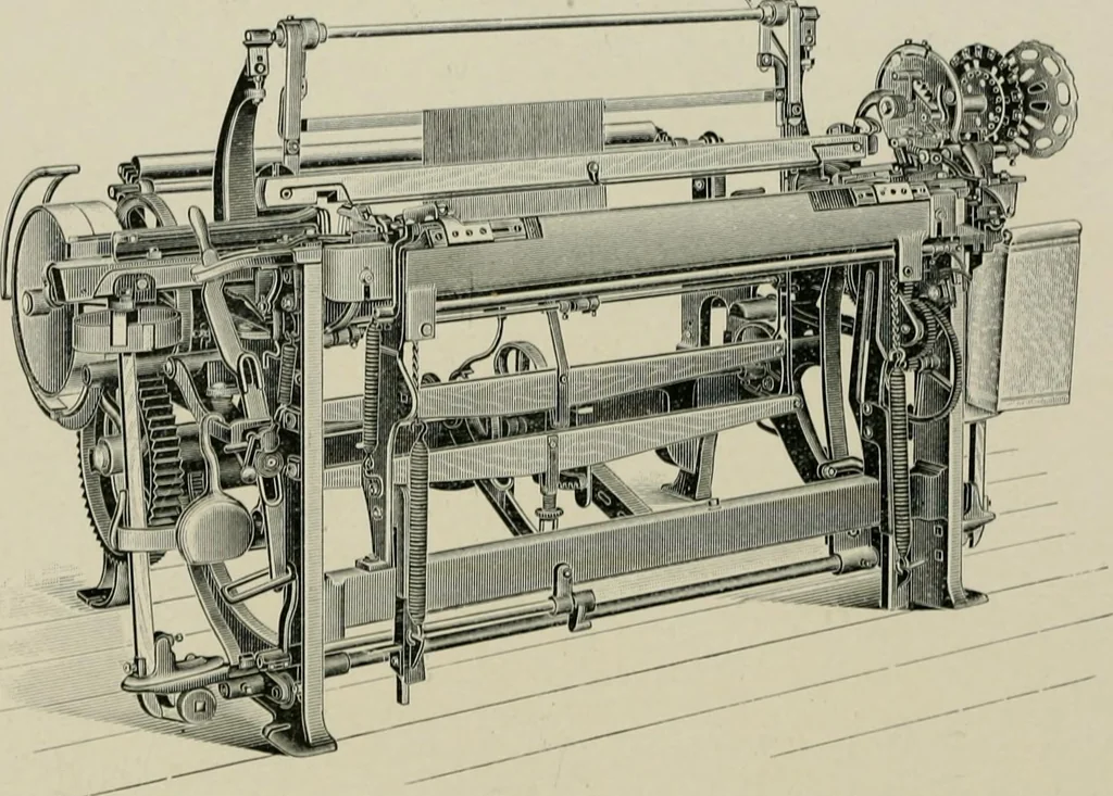 An illustration from Labor-saving looms : a brief treatise on plain weaving and the recent improvements in that line, with special reference to the Northrop looms manufactured by Draper Company, Hopedale, Mass., U.S.A, 1905, leaf 85