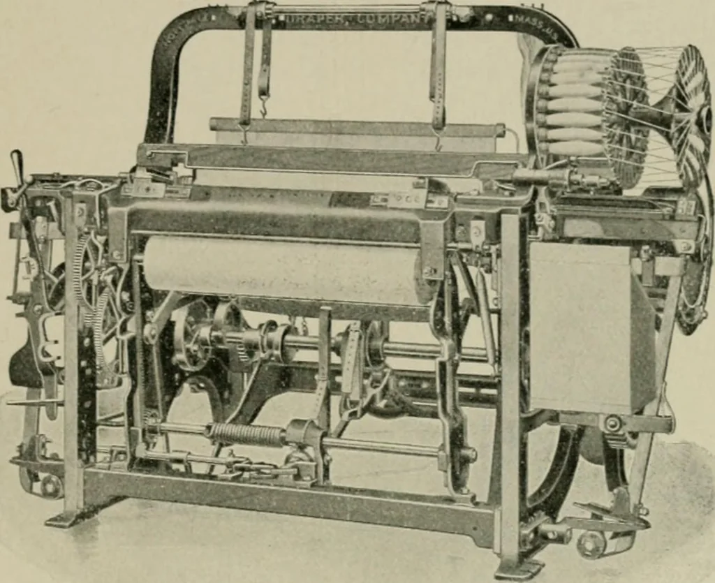 An illustration from Labor-saving looms : a brief treatise on plain weaving and the recent improvements in that line, with special reference to the Northrop looms manufactured by Draper Company, Hopedale, Mass., U.S.A, 1905, leaf 90