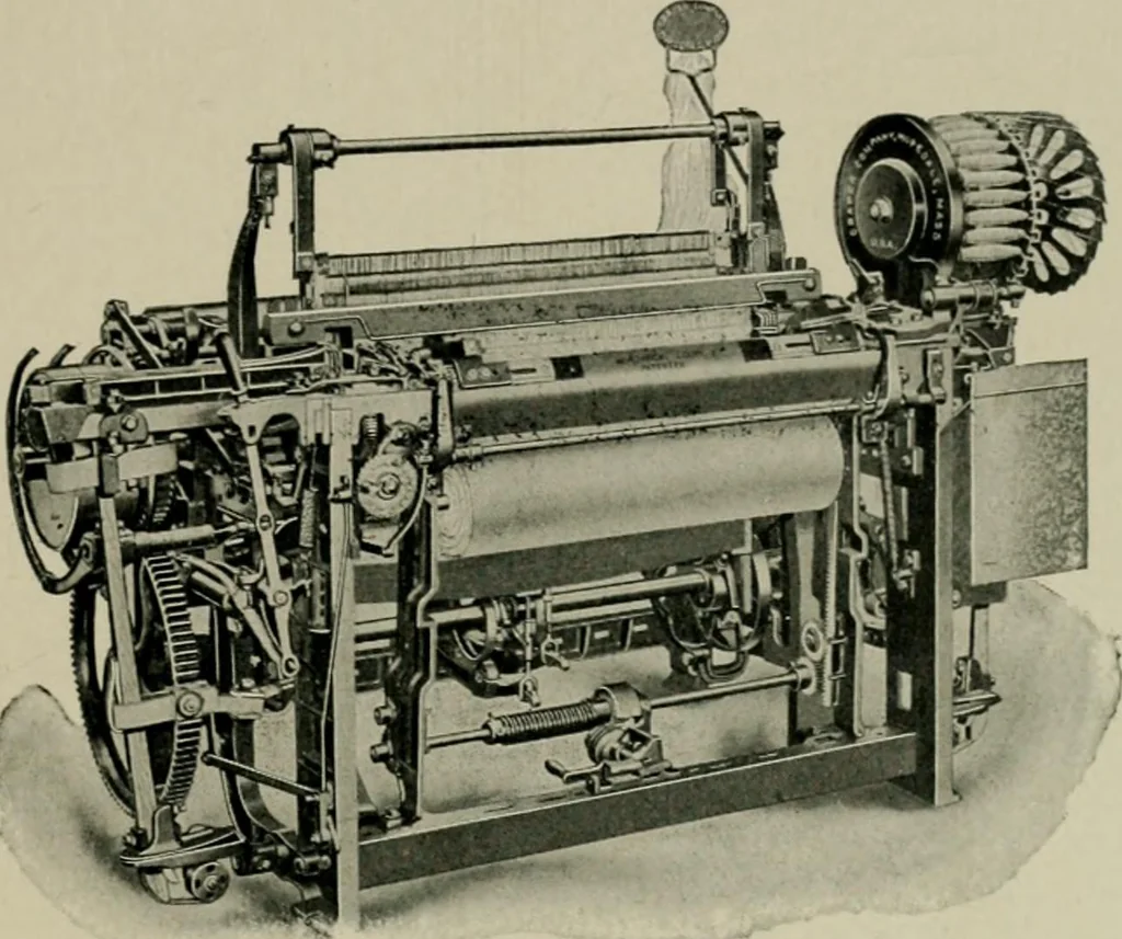 An illustration from Labor-saving looms : a brief treatise on plain weaving and the recent improvements in that line, with special reference to the Northrop looms manufactured by Draper Company, Hopedale, Mass., U.S.A, 1905, leaf 92