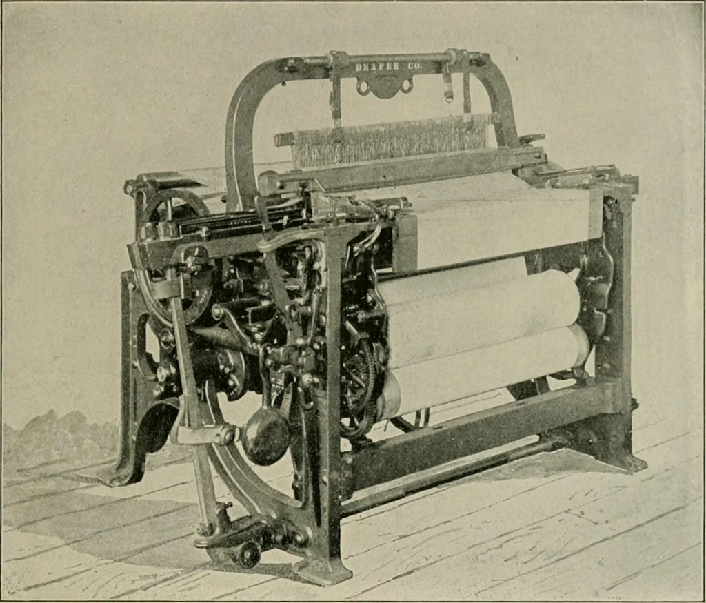 An illustration from Labor-saving looms : a brief treatise on plain weaving and the recent improvements in that line, with special reference to the Northrop looms manufactured by Draper Company, Hopedale, Mass., U.S.A, 1905, leaf 94