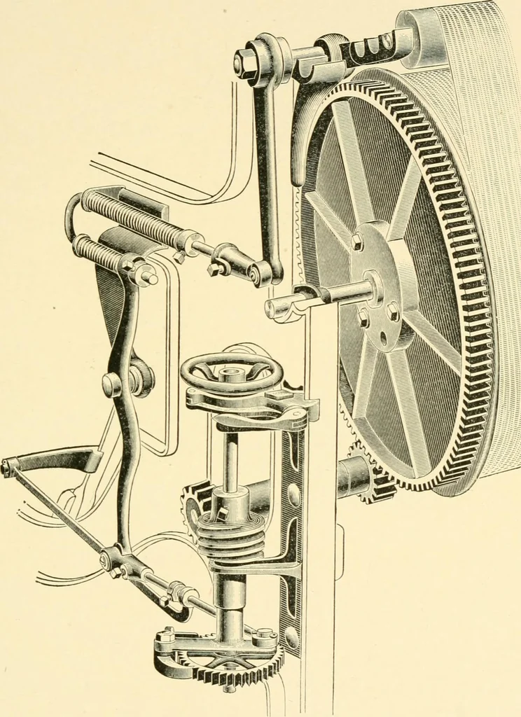 An illustration from Labor-saving looms : a brief treatise on plain weaving and the recent improvements in that line, with special reference to the Northrup looms manufactured by Draper company, Hopedale, Mass., U. S. A., 1904, leaf 102