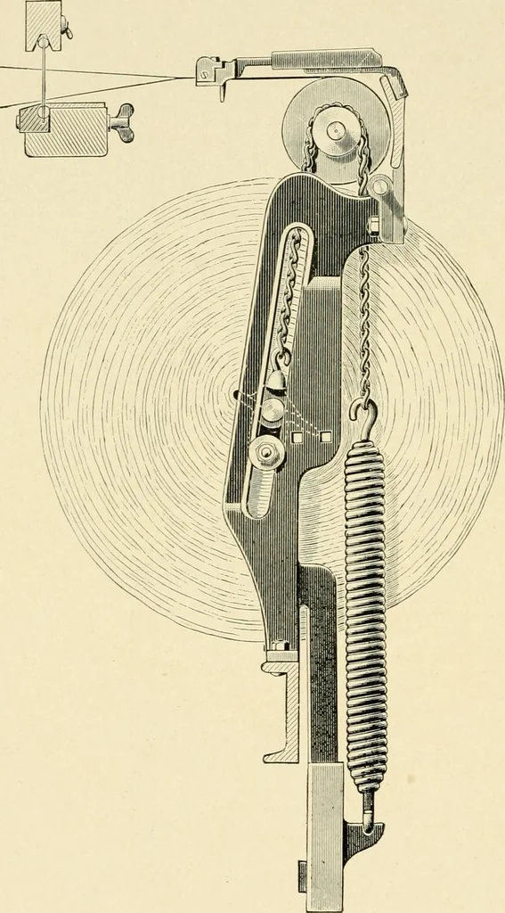 An illustration from Labor-saving looms : a brief treatise on plain weaving and the recent improvements in that line, with special reference to the Northrup looms manufactured by Draper company, Hopedale, Mass., U. S. A., 1904, leaf 111