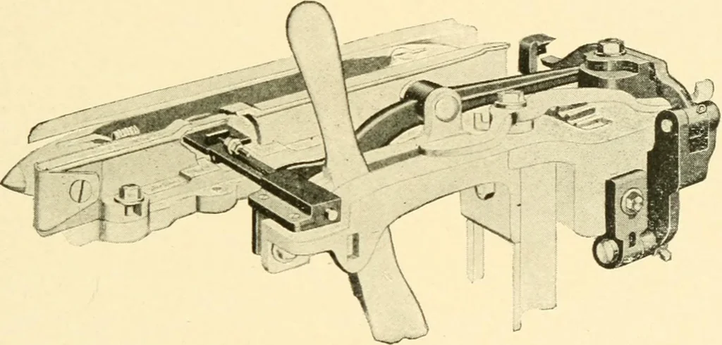 An illustration from Labor-saving looms : a brief treatise on plain weaving and the recent improvements in that line, with special reference to the Northrup looms manufactured by Draper company, Hopedale, Mass., U. S. A., 1904, leaf 76