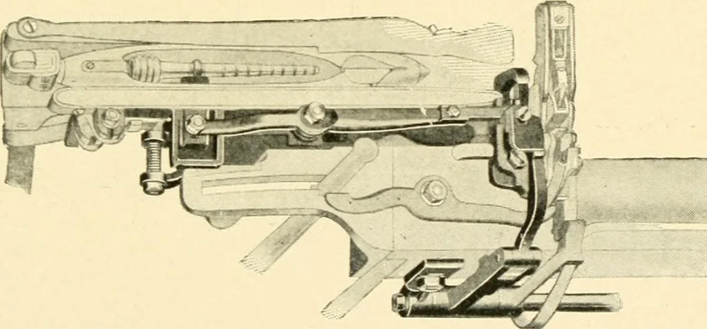 An illustration from Labor-saving looms : a brief treatise on plain weaving and the recent improvements in that line, with special reference to the Northrup looms manufactured by Draper company, Hopedale, Mass., U. S. A., 1904, leaf 78
