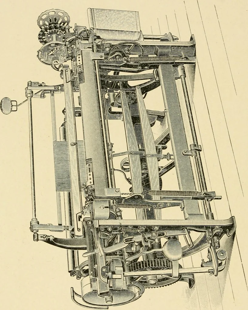 An illustration from Labor-saving looms : a brief treatise on plain weaving and the recent improvements in that line, with special reference to the Northrup looms manufactured by Draper company, Hopedale, Mass., U. S. A., 1904, leaf 89
