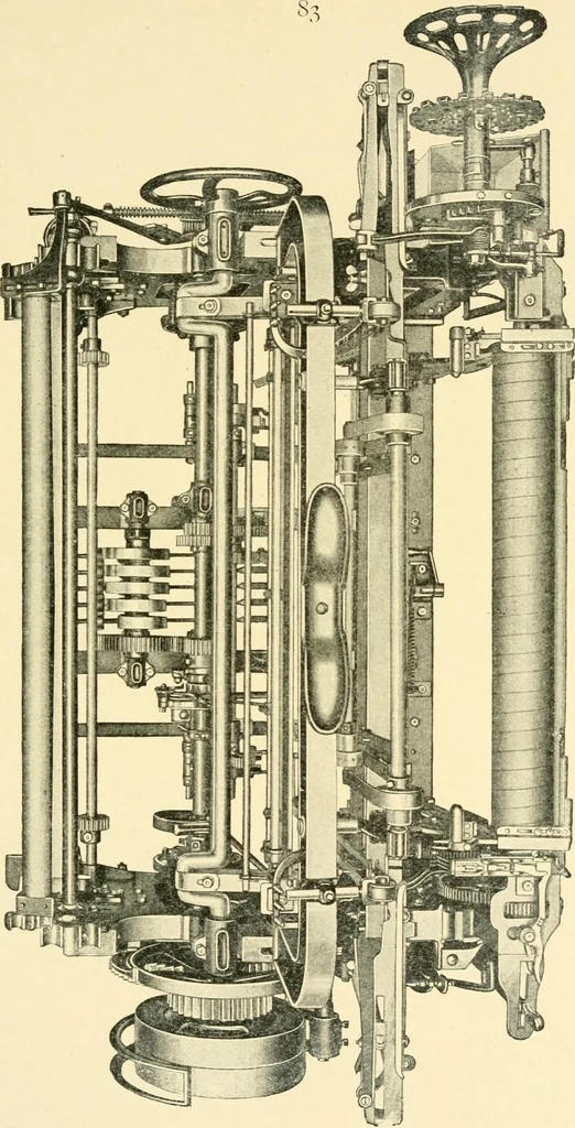 An illustration from Labor-saving looms : a brief treatise on plain weaving and the recent improvements in that line, with special reference to the Northrup looms manufactured by Draper company, Hopedale, Mass., U. S. A., 1904, leaf 90