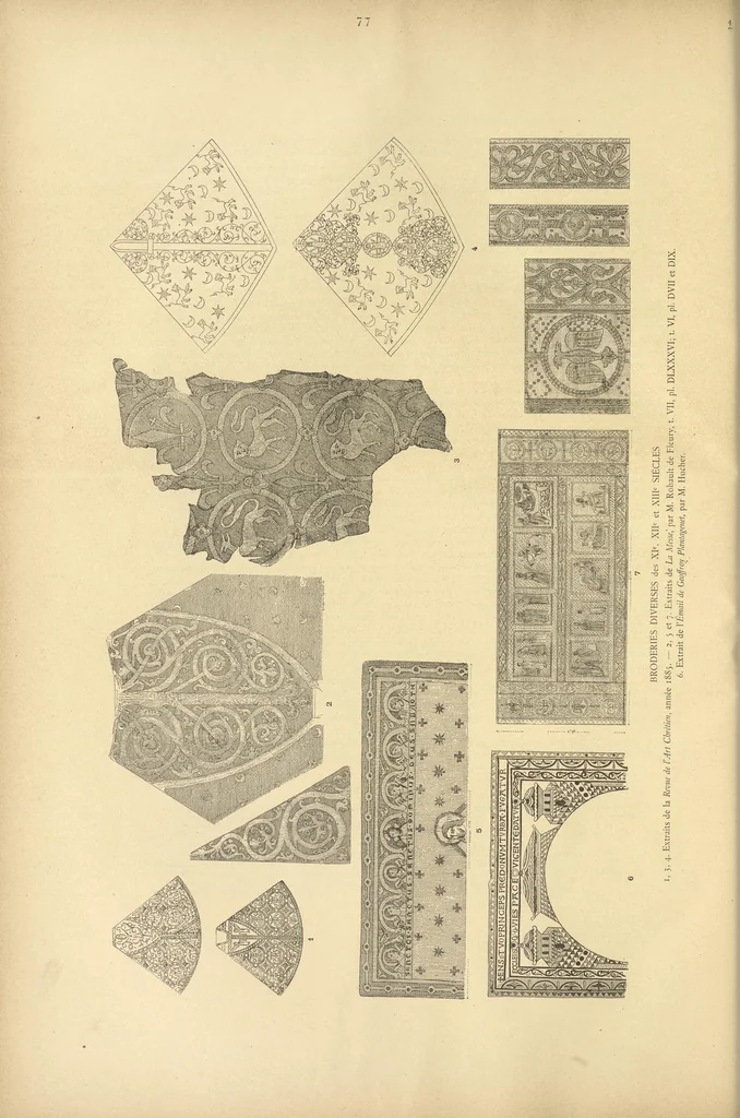 An illustration from La broderie du XIe siÃ¨cle jusqu'Ã nos jours d'aprÃ¨s des spÃ©cimens authentiques et les anciens inventaires, 1890, leaf 141