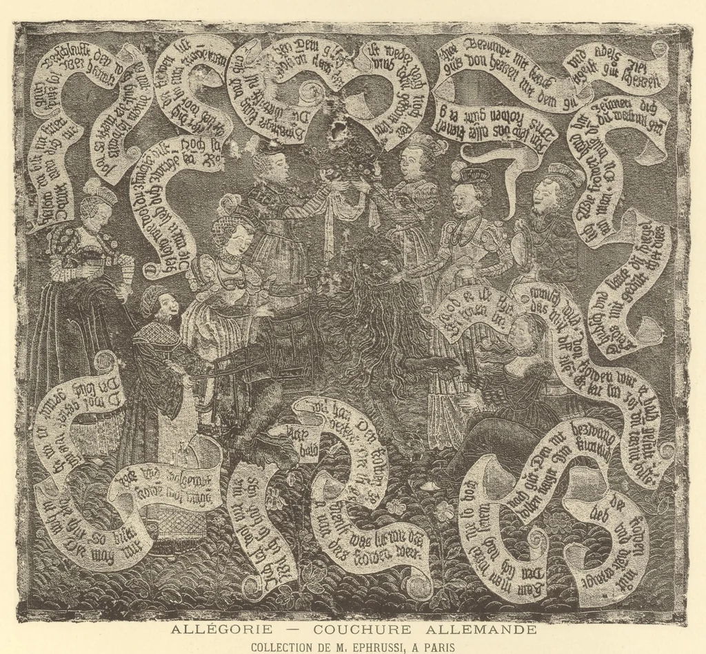 An illustration from La broderie du XIe siÃ¨cle jusqu'Ã nos jours d'aprÃ¨s des spÃ©cimens authentiques et les anciens inventaires, 1890, leaf 428