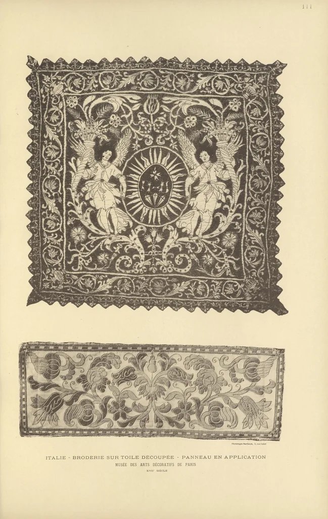 An illustration from La broderie du XIe siÃ¨cle jusqu'Ã nos jours d'aprÃ¨s des spÃ©cimens authentiques et les anciens inventaires, 1890, leaf 446