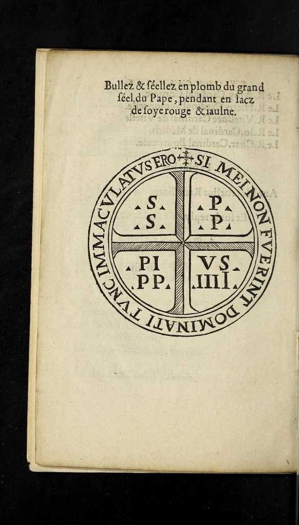 An illustration from La bvlle d'indiction de Nostre Sainct Pere Pie par la diuine prouidence Pape IIII. pour la conuocation du sacré concille general à celebrer en la ville de Trente., 1561, leaf 18