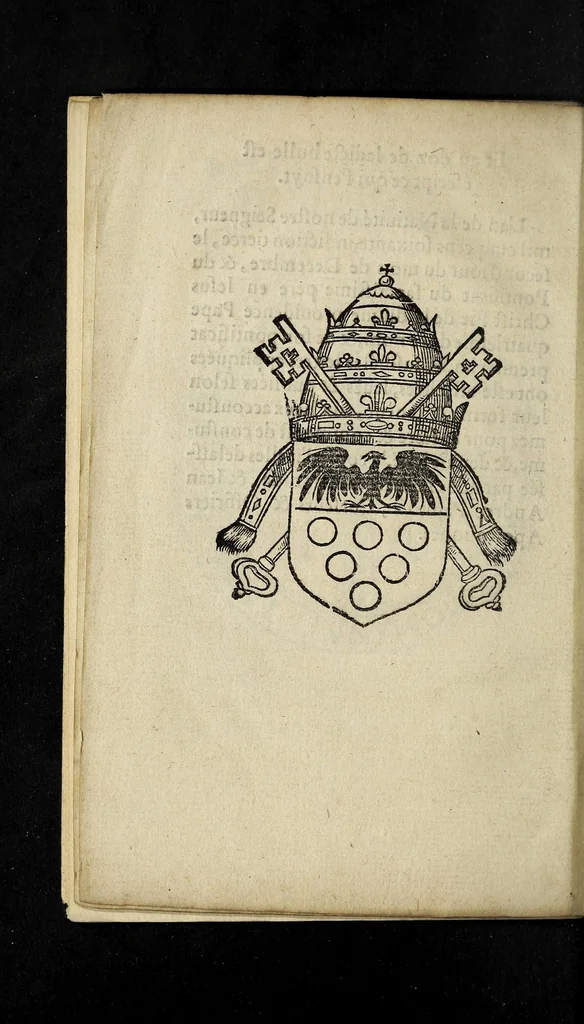 An illustration from La bvlle d'indiction de Nostre Sainct Pere Pie par la diuine prouidence Pape IIII. pour la conuocation du sacré concille general à celebrer en la ville de Trente., 1561, leaf 20