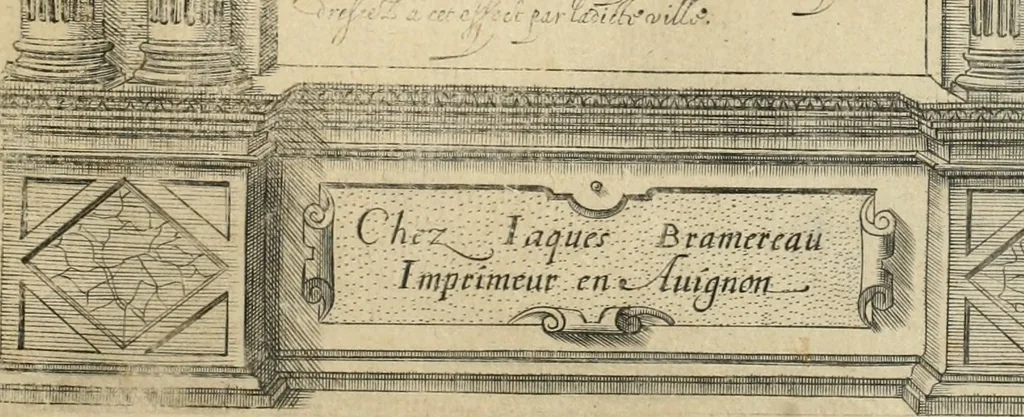 An illustration from Labyrinthe royal de l'Hercule gaulois triomphant : sur le suject des fortunes, batailles, victoires, trophées, triomphes, mariage & autres faicts heroiques & memorables de tres-auguste & tres-chrestien prince Henry IIII roy de France & de Navarre : representé à l'entrée trimphante de la royne en la cité d'Avignon, le 19 nouembre l'an MDC, ou sont contenues les magnificences et triomphes dressez à cet effect par ladicte ville, 1601, leaf 10