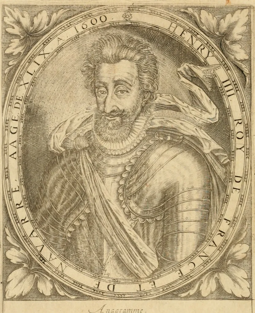 An illustration from Labyrinthe royal de l'Hercule gaulois triomphant : sur le suject des fortunes, batailles, victoires, trophées, triomphes, mariage & autres faicts heroiques & memorables de tres-auguste & tres-chrestien prince Henry IIII roy de France & de Navarre : representé à l'entrée trimphante de la royne en la cité d'Avignon, le 19 nouembre l'an MDC, ou sont contenues les magnificences et triomphes dressez à cet effect par ladicte ville, 1601, leaf 13