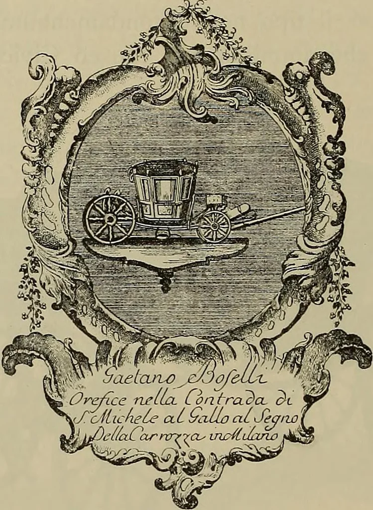 An illustration from La carrozza nella storia della locomozione, 1901, leaf 107