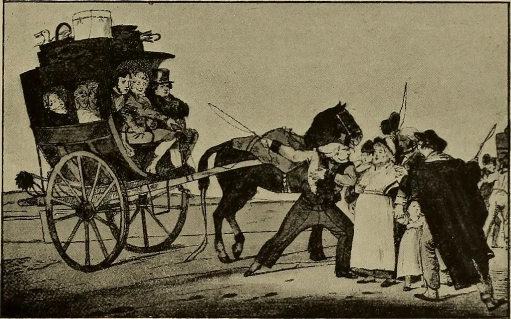 An illustration from La carrozza nella storia della locomozione, 1901, leaf 110