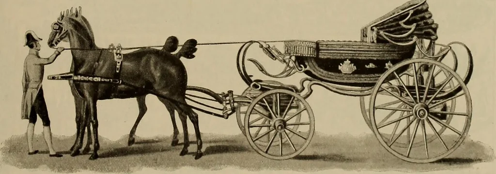 An illustration from La carrozza nella storia della locomozione, 1901, leaf 112