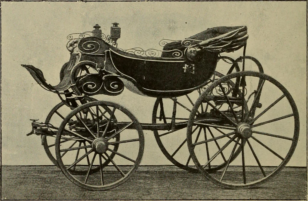An illustration from La carrozza nella storia della locomozione, 1901, leaf 127