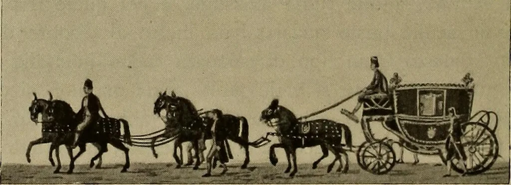 An illustration from La carrozza nella storia della locomozione, 1901, leaf 135