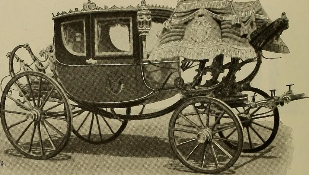 An illustration from La carrozza nella storia della locomozione, 1901, leaf 139