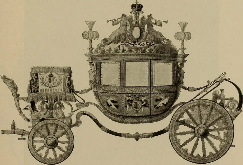 An illustration from La carrozza nella storia della locomozione, 1901, leaf 166