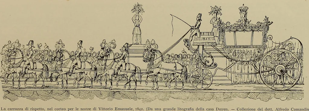 An illustration from La carrozza nella storia della locomozione, 1901, leaf 173