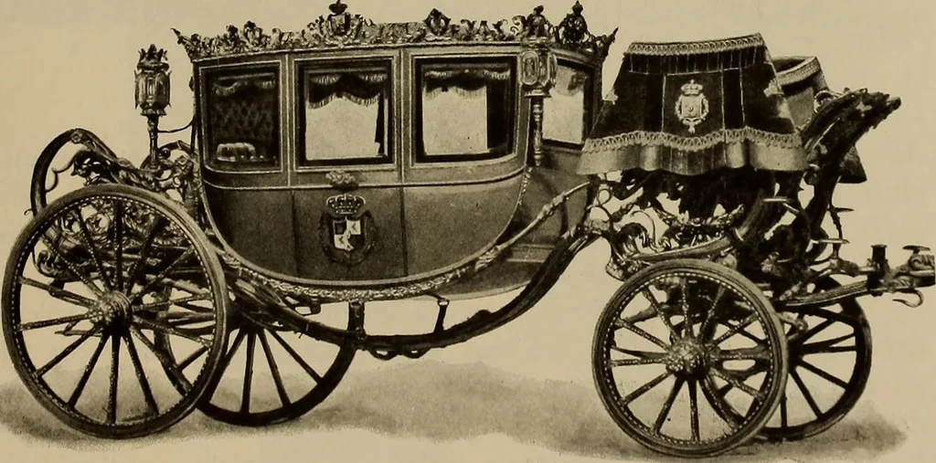 An illustration from La carrozza nella storia della locomozione, 1901, leaf 182