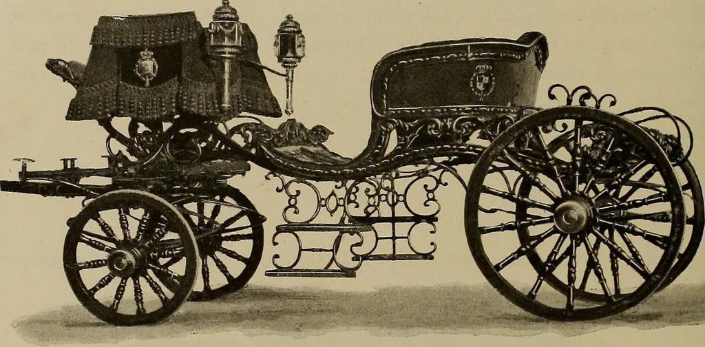 An illustration from La carrozza nella storia della locomozione, 1901, leaf 183
