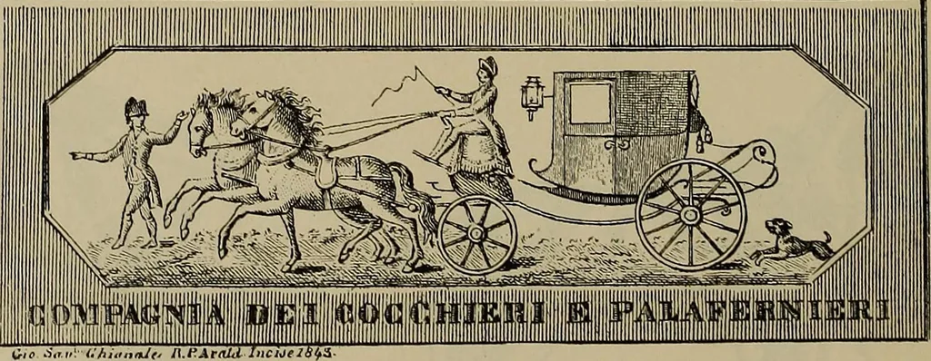 An illustration from La carrozza nella storia della locomozione, 1901, leaf 193