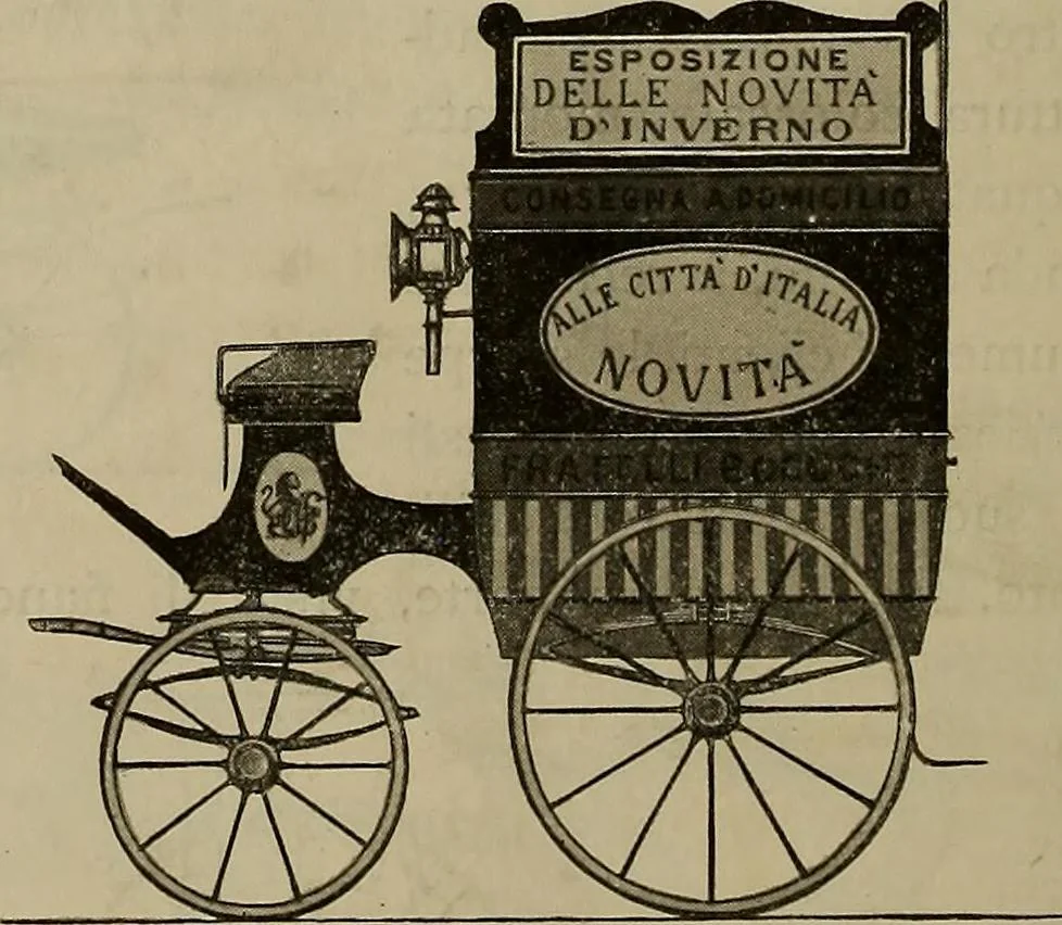 An illustration from La carrozza nella storia della locomozione, 1901, leaf 275