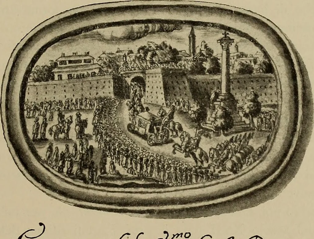 An illustration from La carrozza nella storia della locomozione, 1901, leaf 52