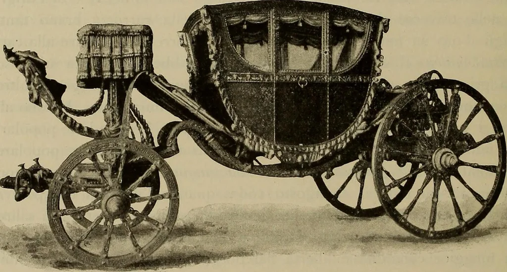 An illustration from La carrozza nella storia della locomozione, 1901, leaf 63