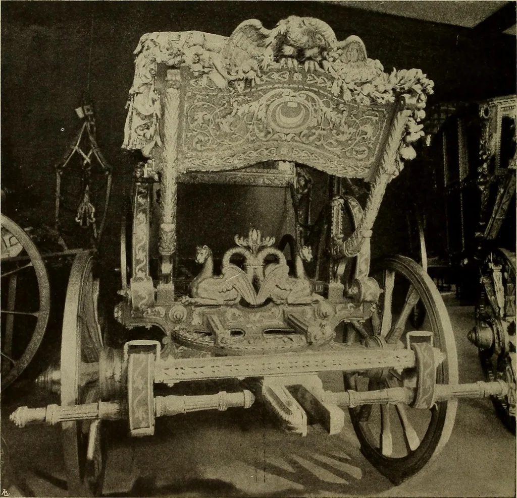 An illustration from La carrozza nella storia della locomozione, 1901, leaf 65