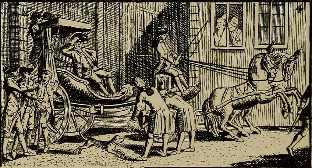 An illustration from La carrozza nella storia della locomozione, 1901, leaf 71