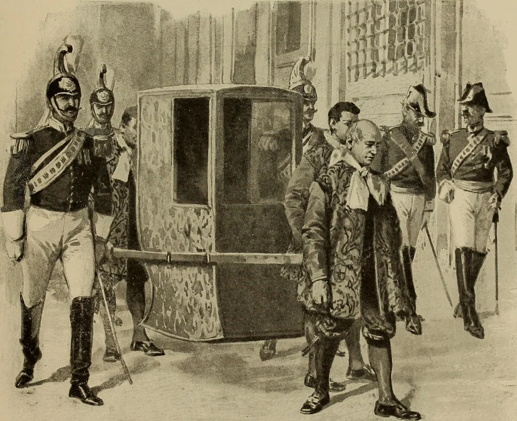An illustration from La carrozza nella storia della locomozione, 1901, leaf 74