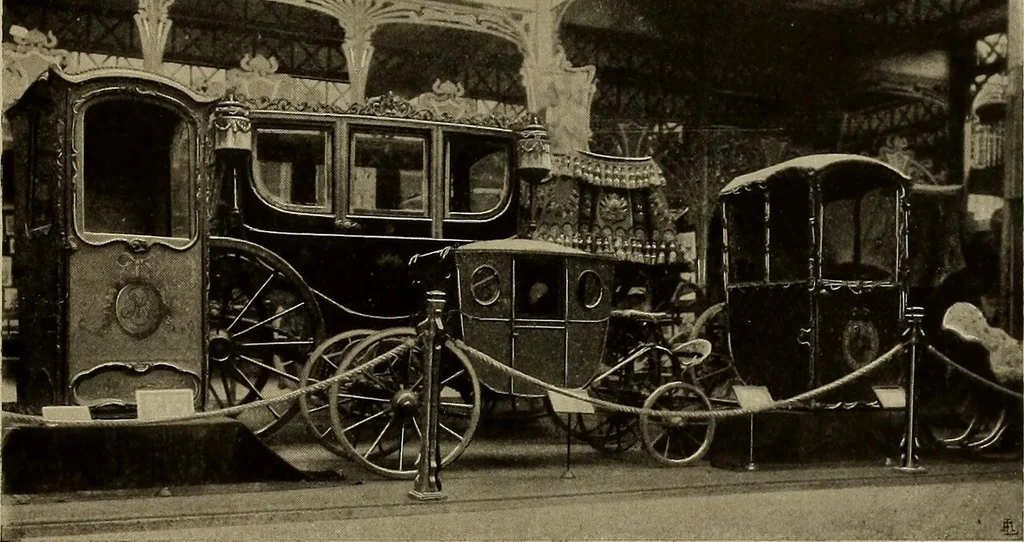 An illustration from La carrozza nella storia della locomozione, 1901, leaf 80