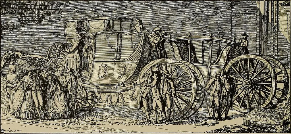 An illustration from La carrozza nella storia della locomozione, 1901, leaf 95