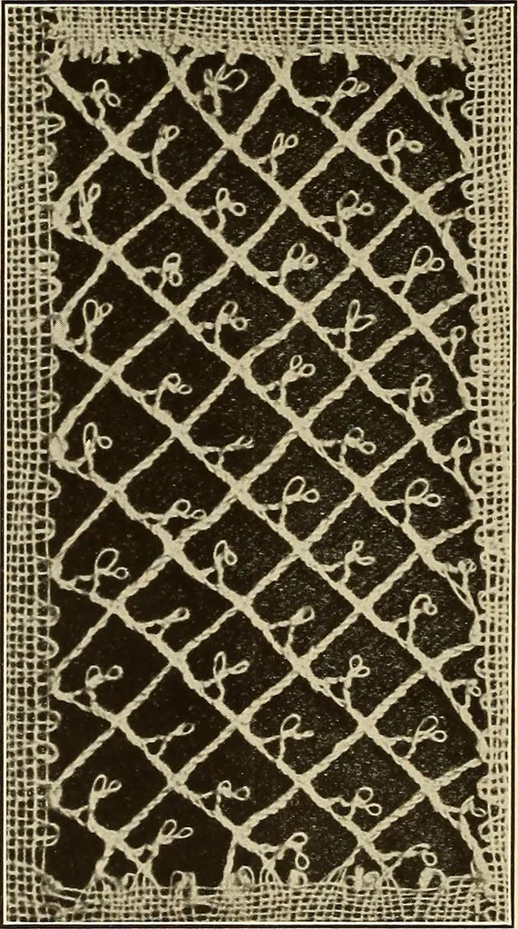 An illustration from A lace guide for makers and collectors; with bibliography and five-language nomenculture, profusely illus. with halftone plates and key designs, 1920, leaf 195