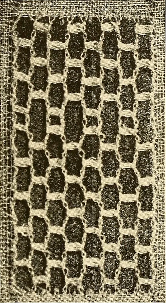An illustration from A lace guide for makers and collectors; with a bibliography and five-language nomenclature, profusely illus. with halftone plates and key designs, 1920, leaf 104